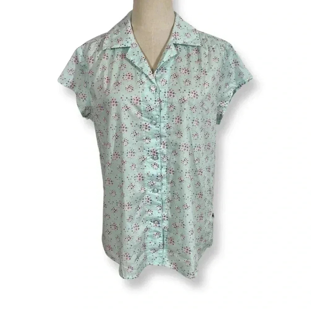 Light Mint Floral Cap-Sleeve Pajama Top
